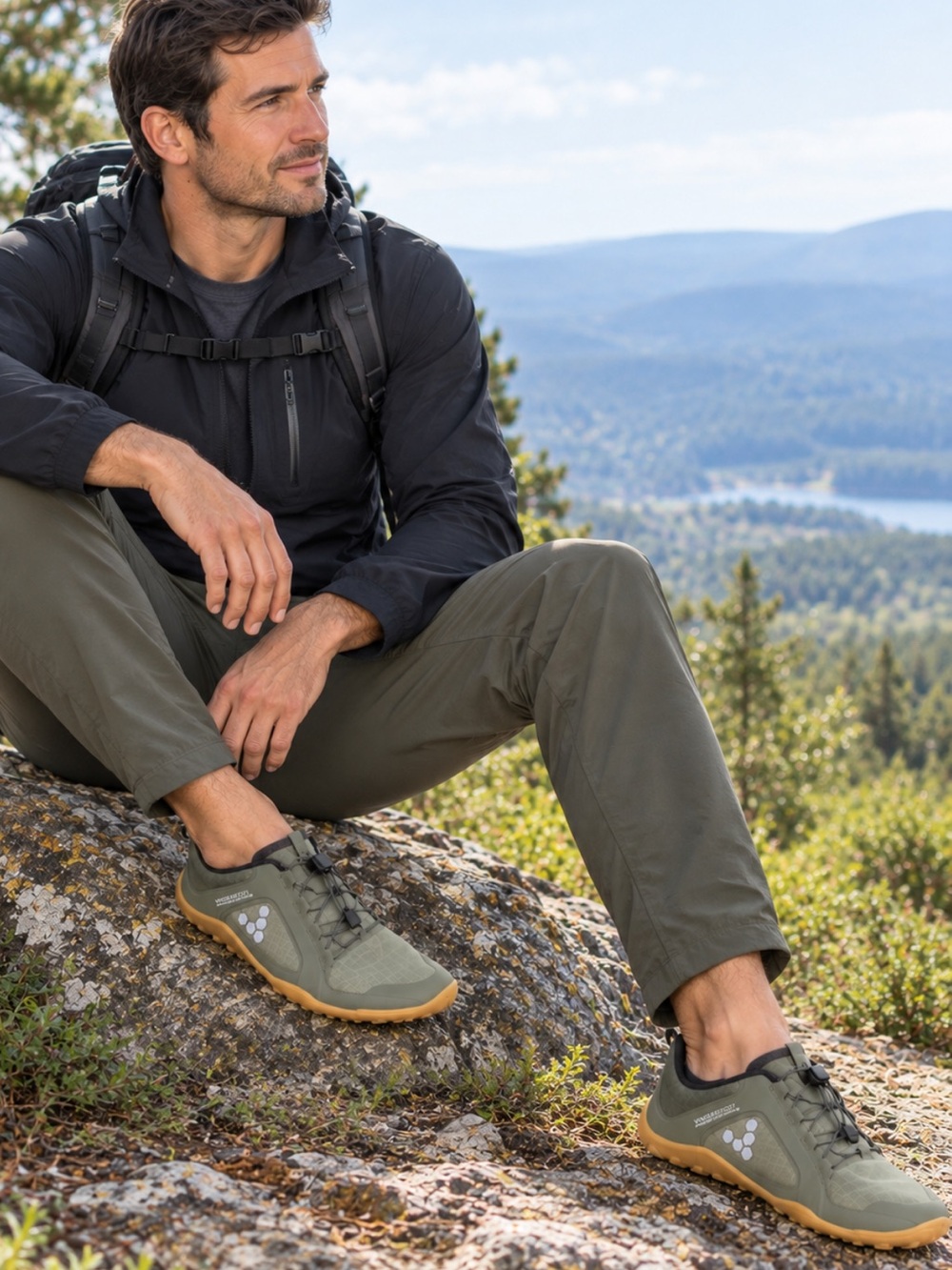 Vivo Barefoot Men’s Olive Green Athletics Sneakers with Gum Sole